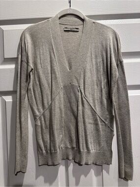 All Saints Gray V-Neck Pullover Sweater